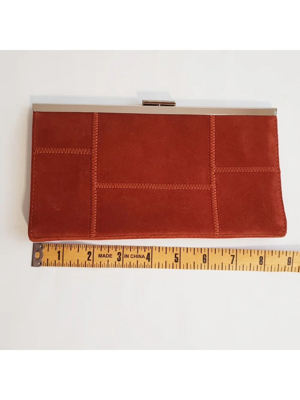 Banana Republic Rust Suede Frame Clutch